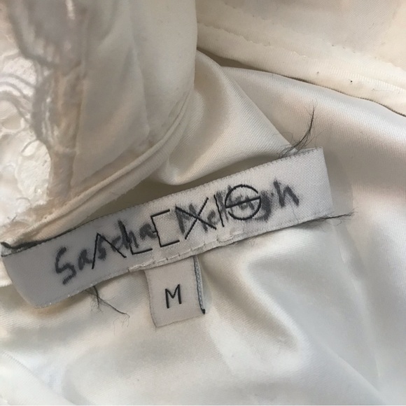 Alexis Delfine Short-Sleeve Lace Romper, White - Picture 5 of 7